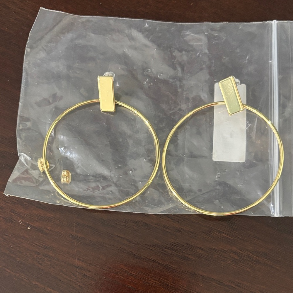 Anthropologie Gold Geometric Hoop Earrings
